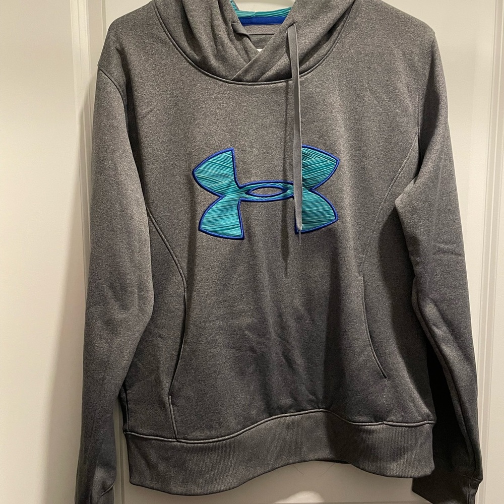 Underarmour Women’s hoodie. Grey and blue. Size large. Unworn.